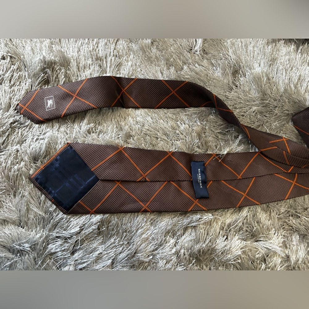 VINTAGe logo dress suit tie horse striped accessory brown orange y2k Burberry